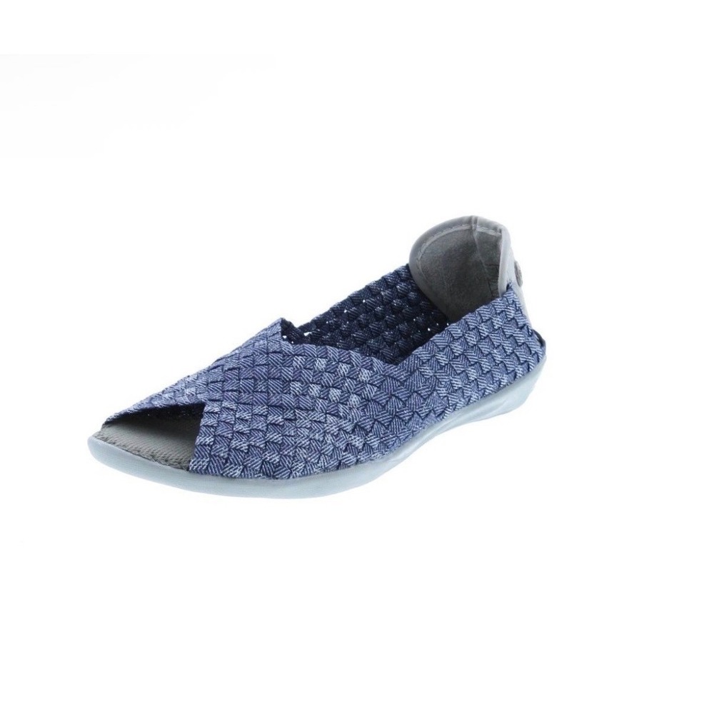 Bernie Mev Women Blue Woven Elastic Peep Toe‎ Slip On Flats Shoes Size 36